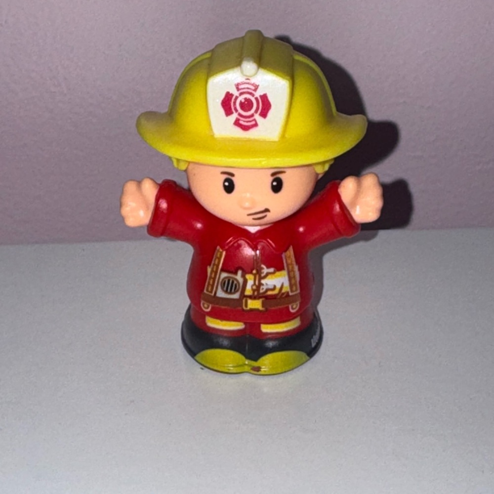 Childrens Yellow and Red Firefighter Figure Toy little people